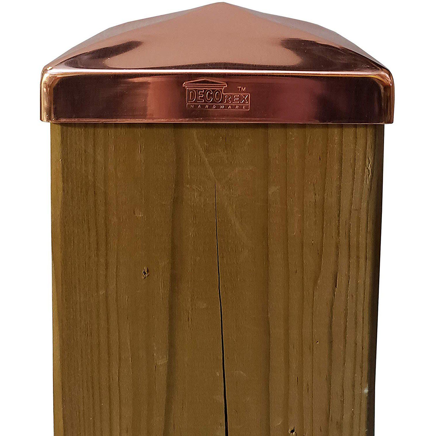 Decorex Hardware 5.5" x 5.5" Solid Copper Pyramid Post Cap for Actual 5.5" x 5.5" Wood Posts - Image 3