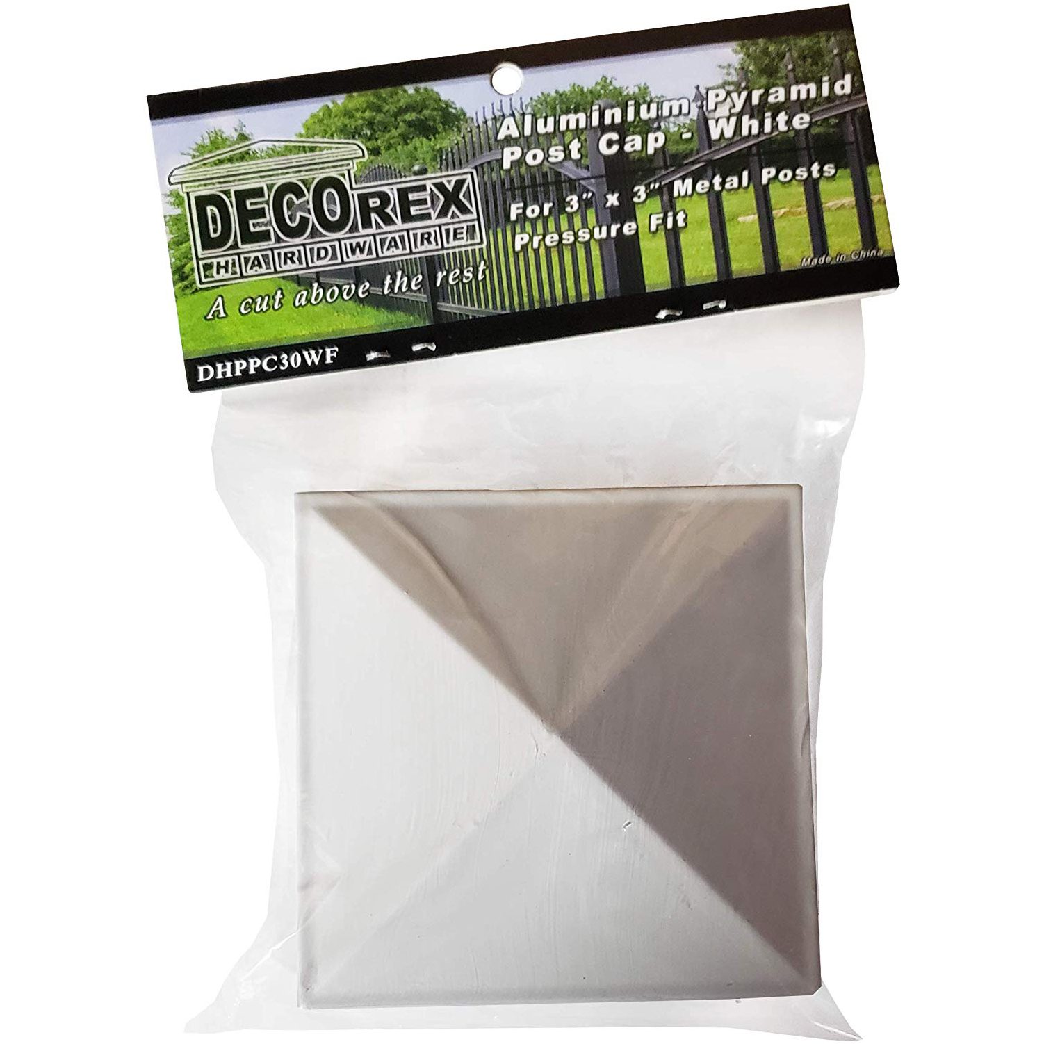 Decorex Hardware 3" x 3" Aluminium Pyramid Post Cap for Metal Posts - Pressure Fit - White (DHPPC30WF) - Image 5