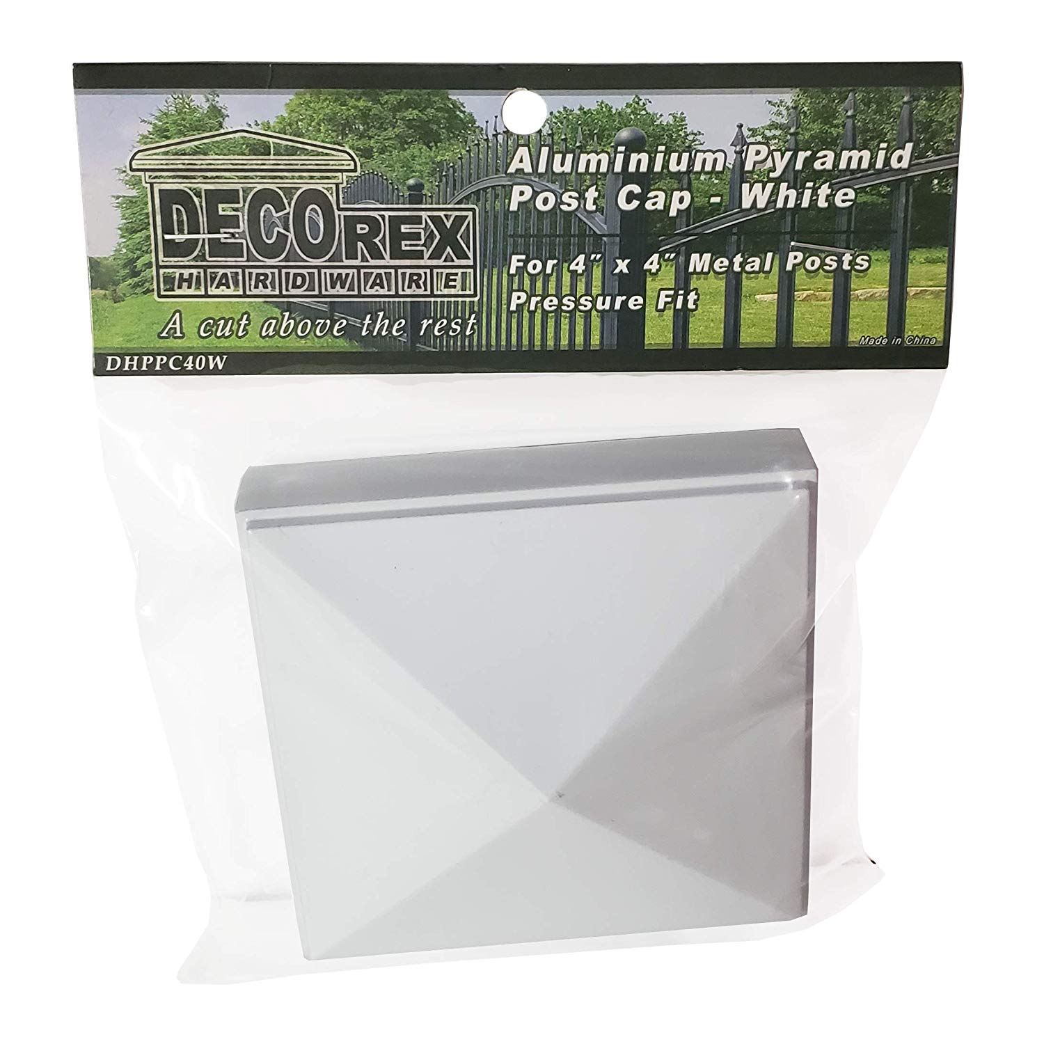 Decorex Hardware Aluminum 4" x 4" Pyramid Post Cap for 4″ x 4″ Metal Posts - Pressure Fit - White - Image 9