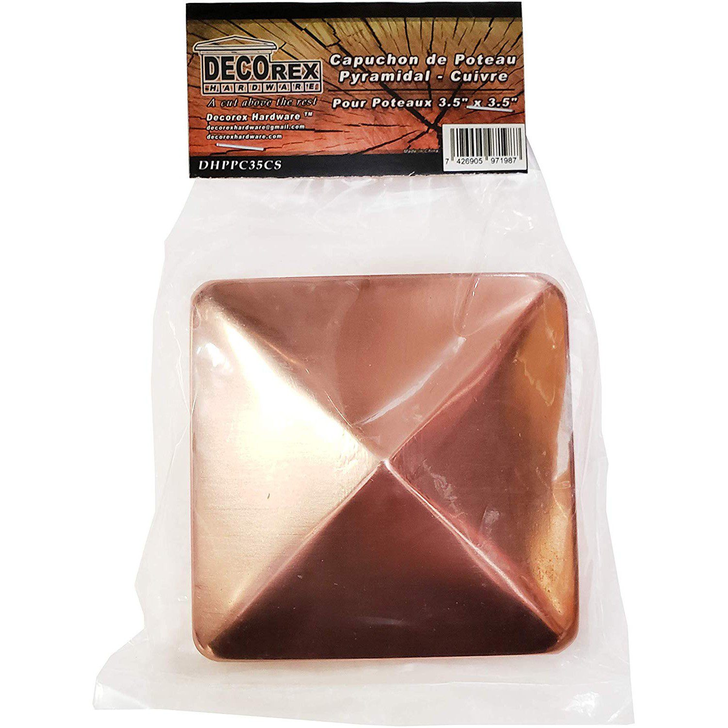 Decorex Hardware 3.5" x 3.5" Solid Copper Pyramid Post Cap for Actual 3.5" x 3.5" Wood Posts - Image 9