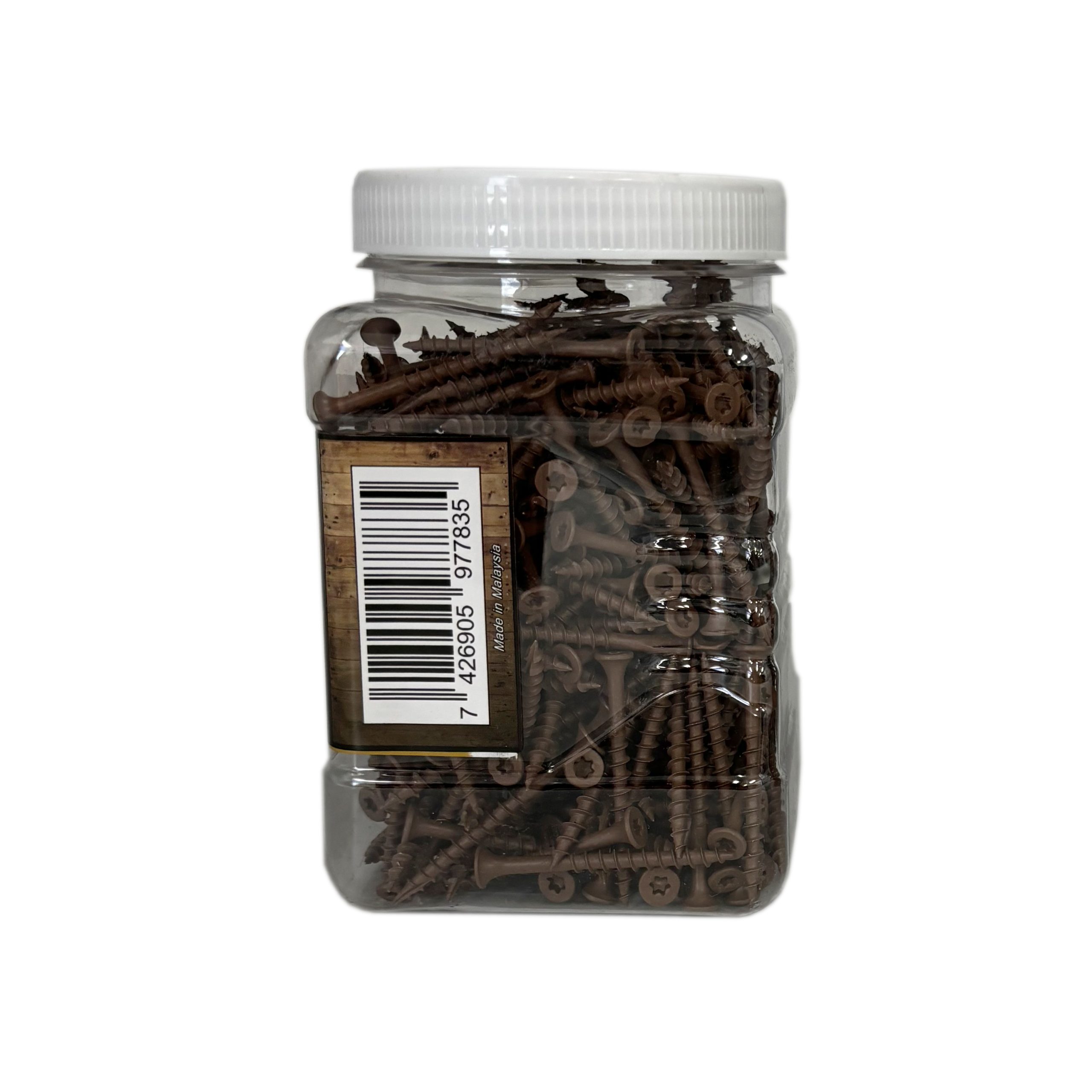 #8 x 2 Deck Screws, Torx Drive, Bugle Head, Brown Ruspert, Self-Drilling, 400pcs Jar - Image 4