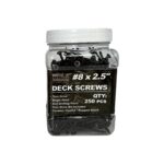 #8 x 2.5 Deck Screws, Torx Drive, Bugle Head, Black Ruspert, Self-Drilling - 250pcs Jar