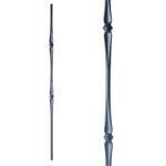 Iron Stair Balusters 5/8" Round x 44" Long, Double Spoon, Hollow, Black Powder Coated - 15pcs - (Satin Black) - DH-11