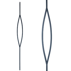 Iron Stair Balusters 1/2" Pointed Oval Square x 44" Long, Hollow, Black Powder Coated - 15pcs - (Satin Black) - DH-15