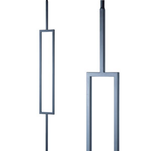 Iron Stair Balusters 1/2" Square x 44" Long, Single Rectangle, Hollow, Black Powder Coated - 15pcs - (Satin Black) - DH-33