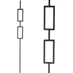Iron Stair Balusters 1/2" Square x 44" Long, Double Rectangle, Hollow, Black Powder Coated - 15pcs - (Satin Black) - DH-34