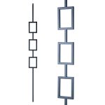 Iron Stair Balusters 1/2" Square x 44" Long, Tripple Rectangle, Hollow, Black Powder Coated - 15pcs - (Satin Black) - DH-35