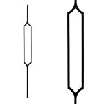 Iron Stair Balusters 1/2" Square x 44" Long, Curved Hexagon, Hollow, Black Powder Coated - 15pcs - (Satin Black) - DH-40
