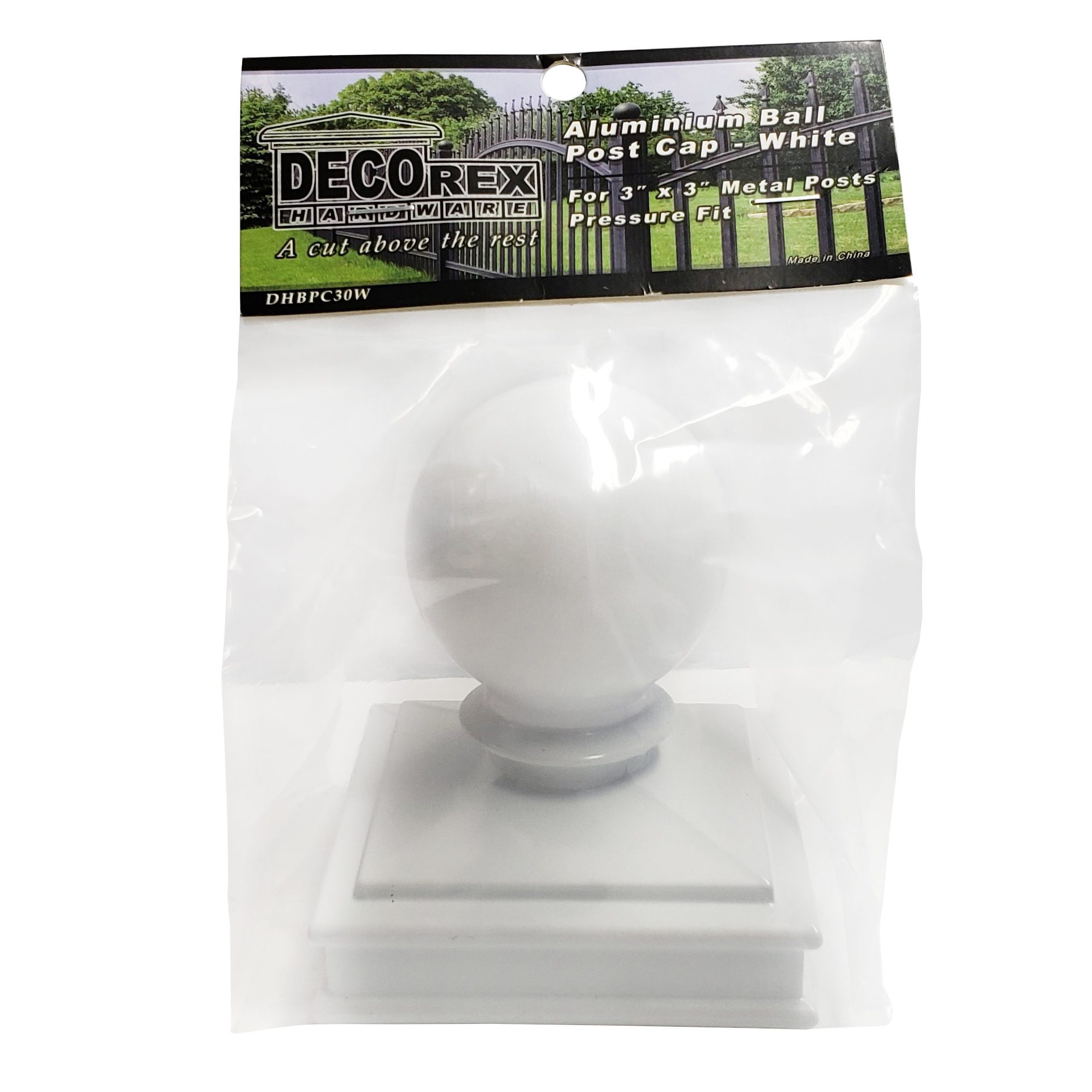 Decorex Hardware Aluminium Ball Post Cap for 3" x 3" Metal Posts – Pressure Fit – White - Image 3