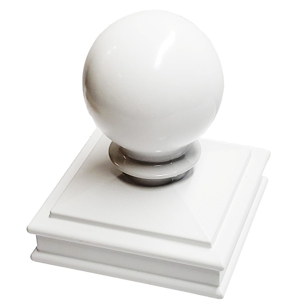 Decorex Hardware Aluminium Ball Post Cap for 3" x 3" Metal Posts – Pressure Fit – White - Image 2