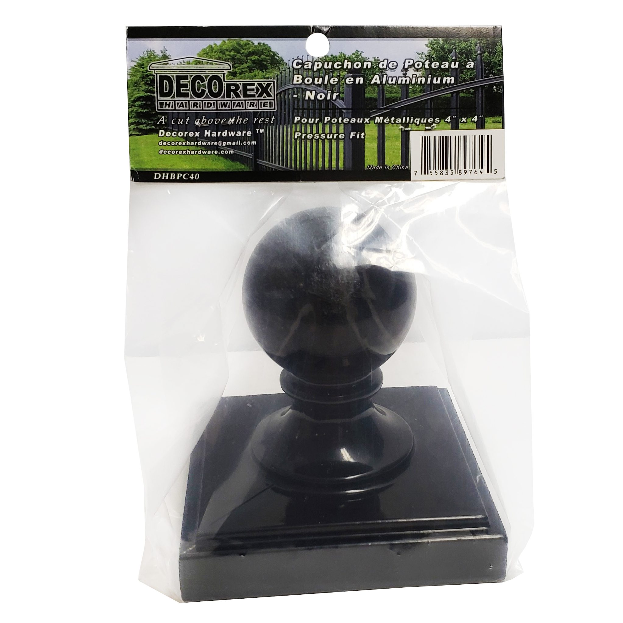 Decorex Hardware Aluminium Ball Post Cap for 4" x 4" Metal Posts – Black - Image 3
