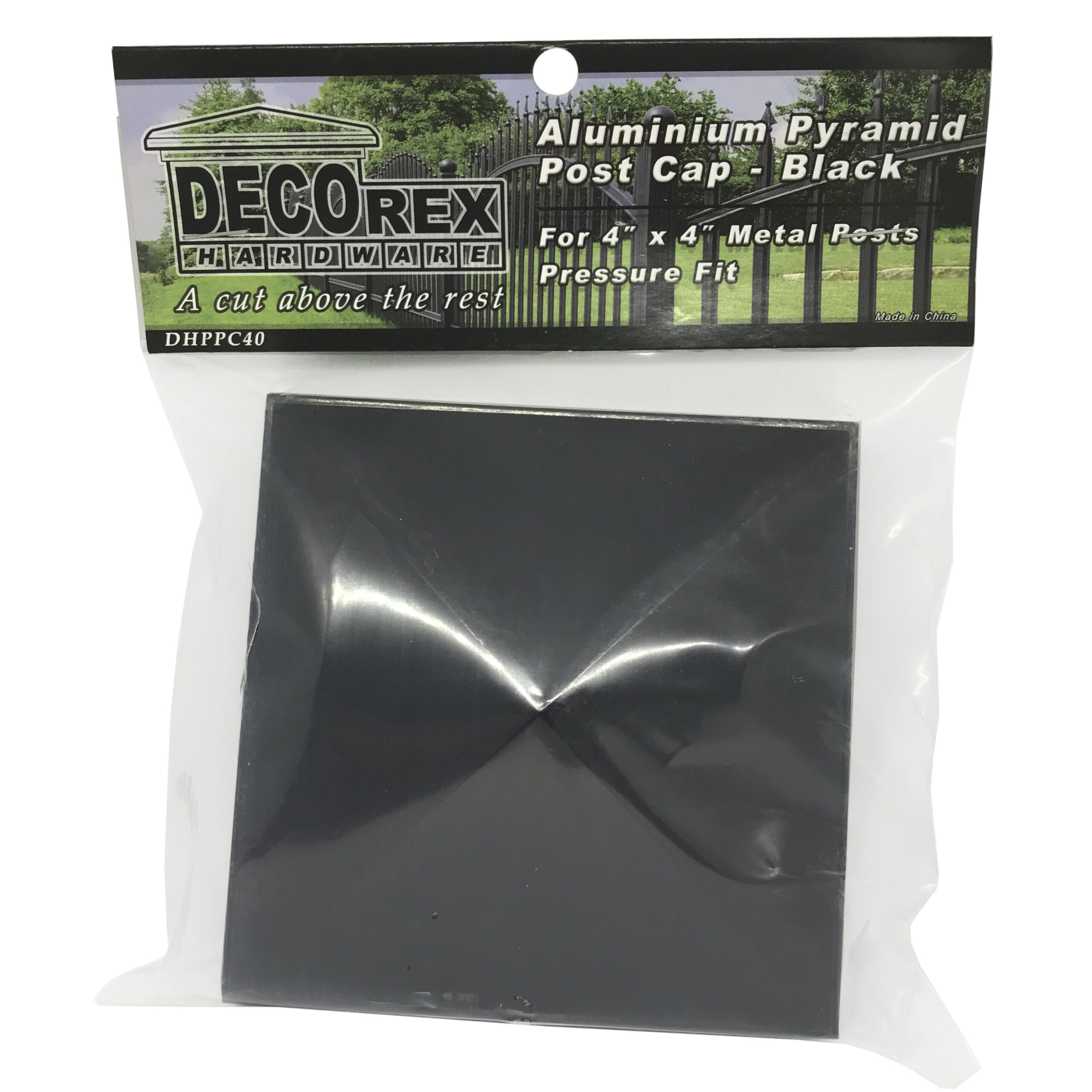 Decorex Hardware Aluminium Pyramid Post Cap for 4" x 4" Metal Posts - Pressure Fit - Black - Image 2