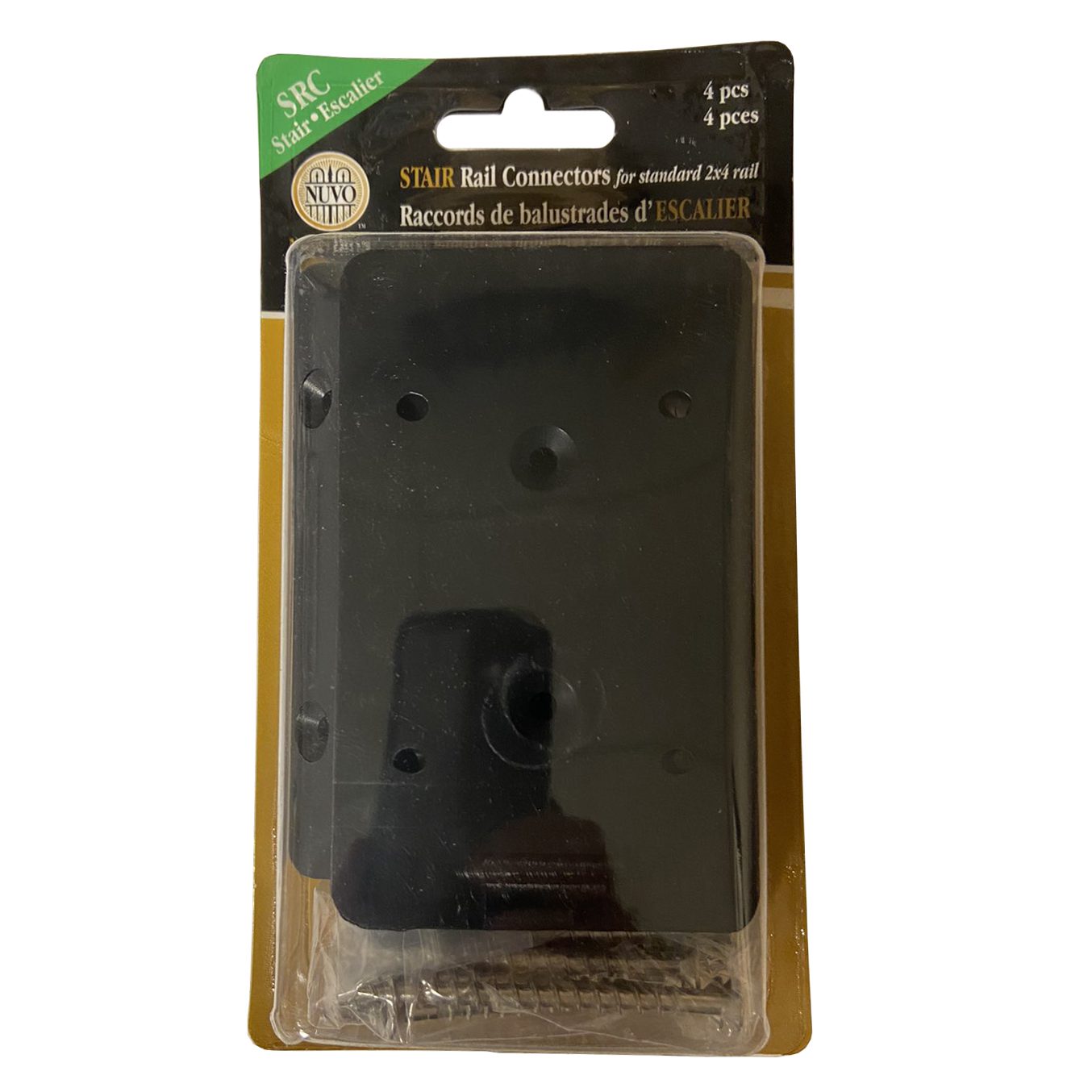 Nuvo Iron Stair Rail Connectors for Standard 2x4 Rail - Plastic Black - SRC (4 Pcs Per Pack) - Image 2