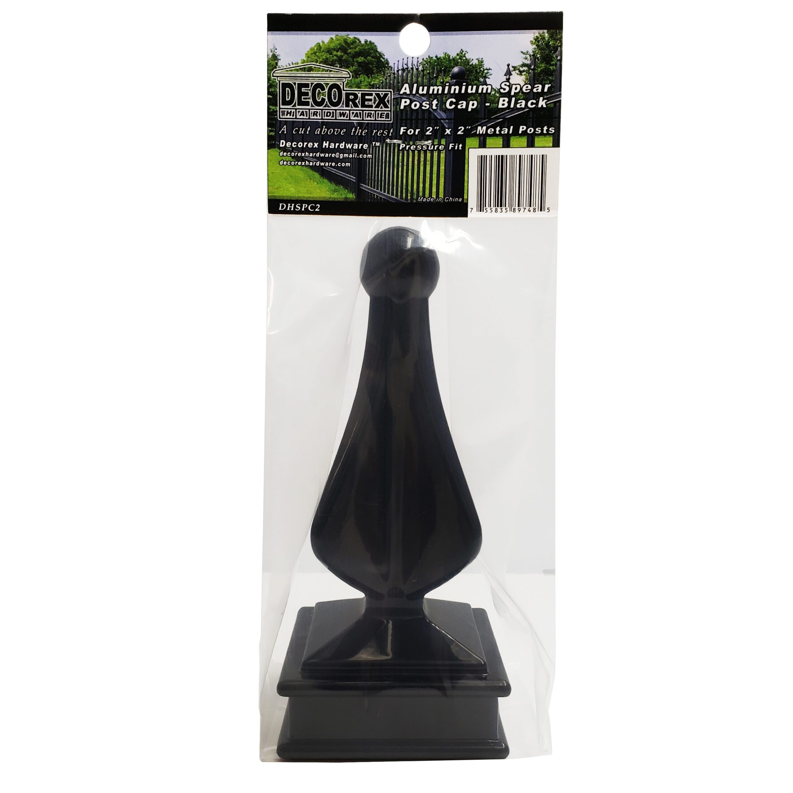 Decorex Hardware Aluminium Spear Top Post Cap for 2″ x 2″ Metal Posts – Pressure Fit – Black - Image 3