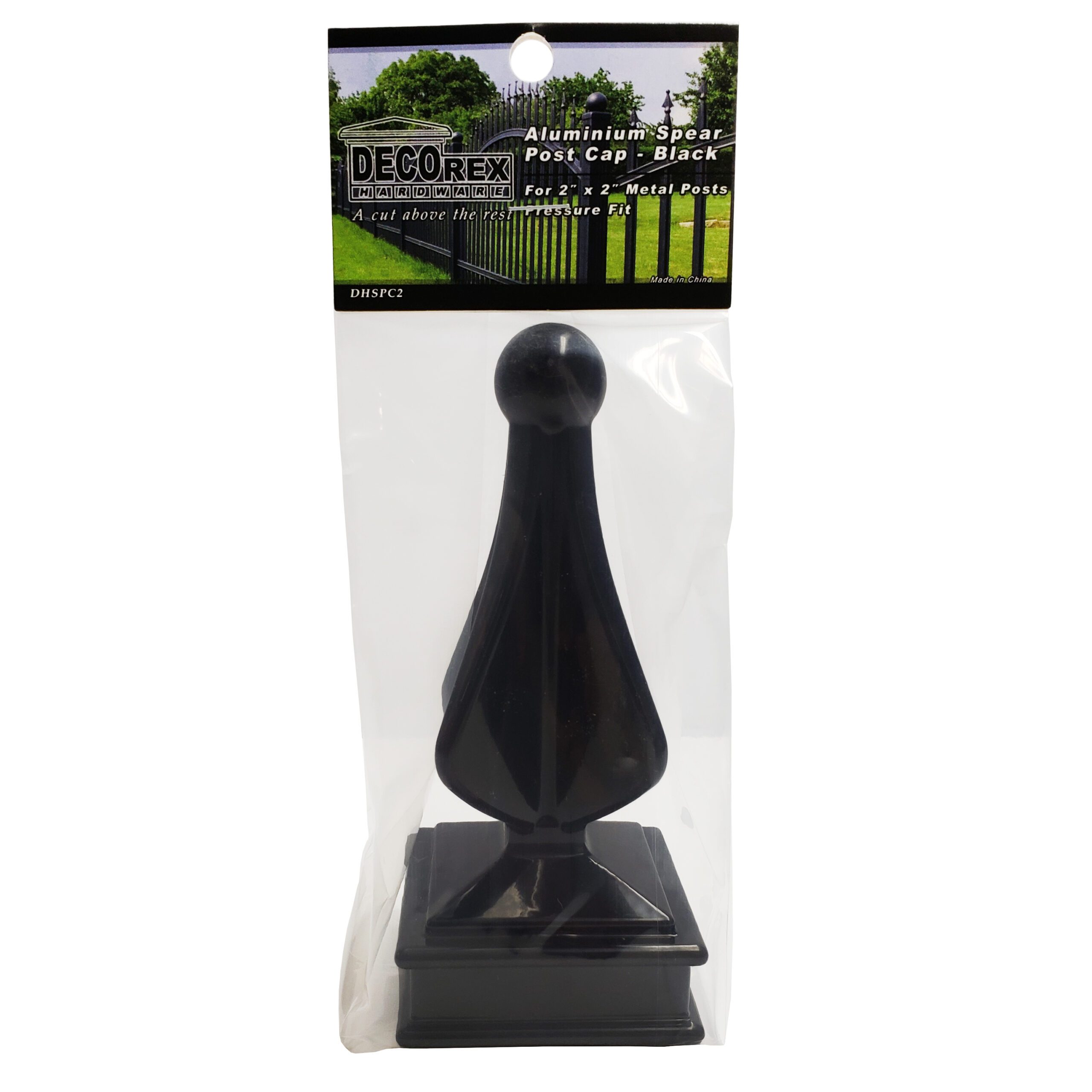 Decorex Hardware Aluminium Spear Top Post Cap for 2″ x 2″ Metal Posts – Pressure Fit – Black - Image 2