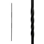 Iron Stair Balusters 1/2" Square x 44" Long, Double Twist, Hollow, Black Powder Coated - 30pcs - (Satin Black) - DH-03