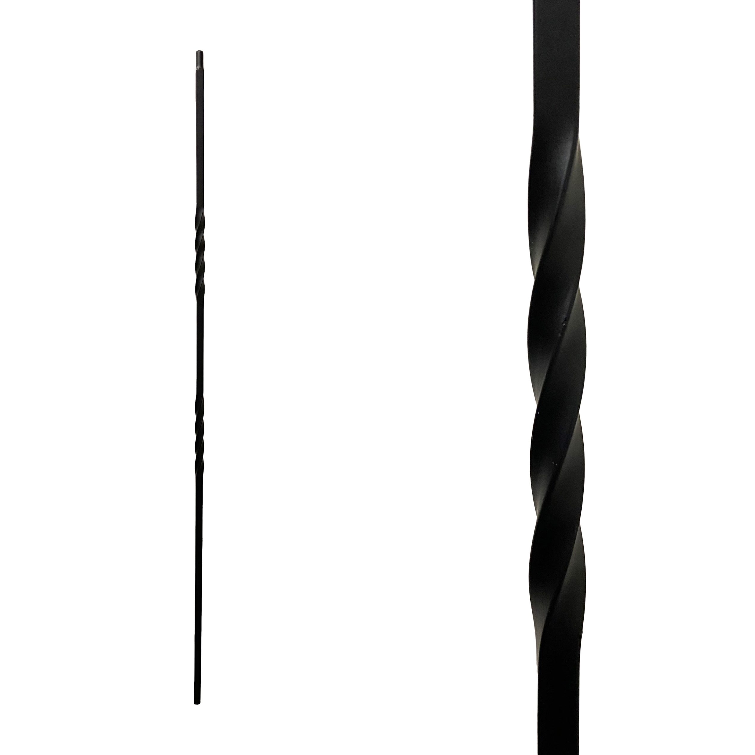 Iron Stair Balusters 1/2" Square x 44" Long, Double Twist, Hollow, Black Powder Coated - 30pcs - (Satin Black) - DH-03