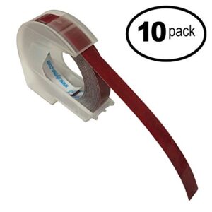 Dymo Embossing Tape, 0.25 Inches - Red Glossy (10 Pack)