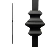 Iron Stair Balusters 1/2" Square x 44" Long, Single Knuckle, Hollow, Black Powder Coated - 15pcs - (Satin Black) - DH-06