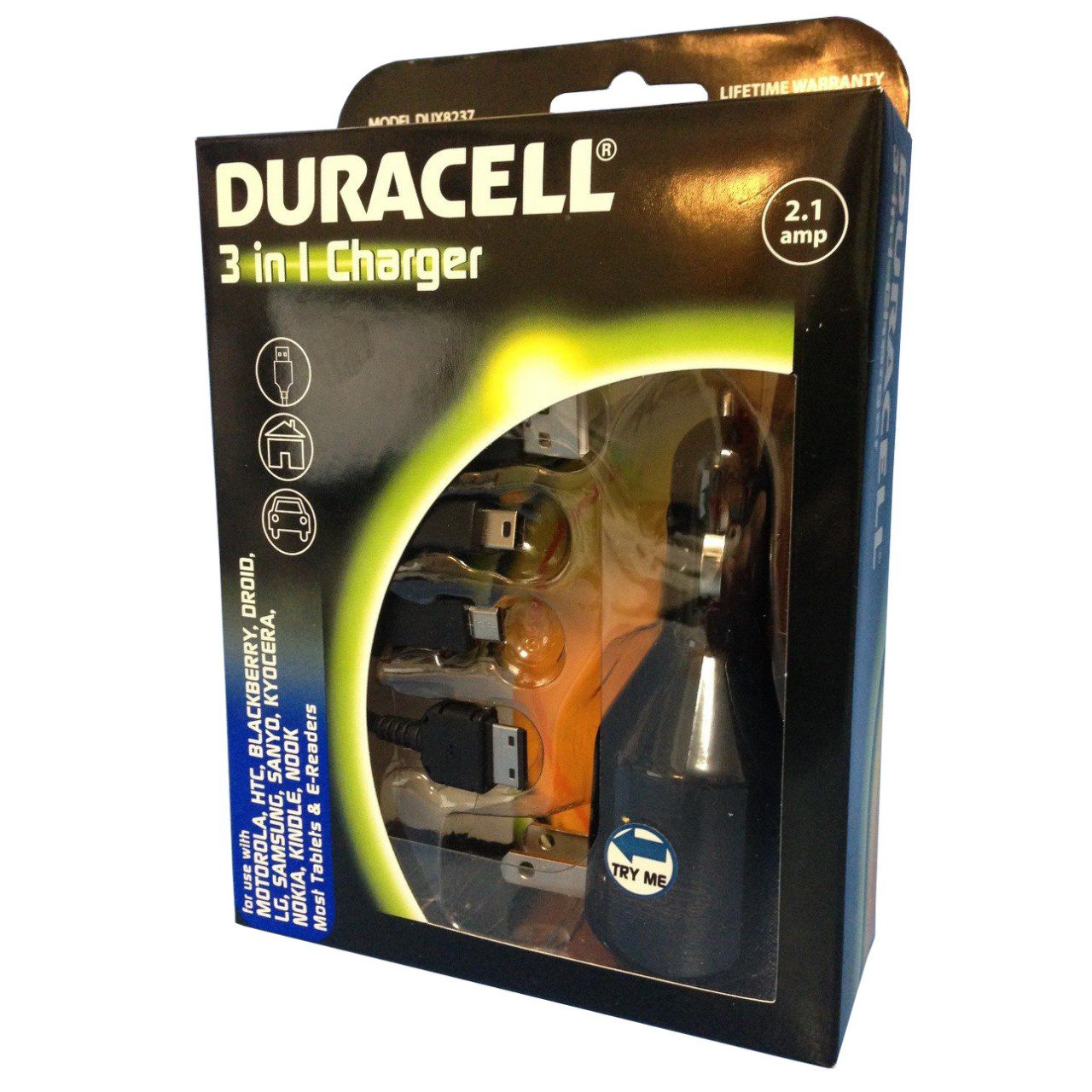 Duracell 3 in 1 (Car Home USB) Charger for Cell Phones Tablets & E-Readers - Image 4