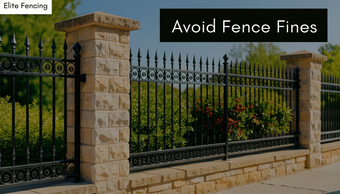 A decorative black iron fence mounted on a stone base, showcasing durable design for property security.